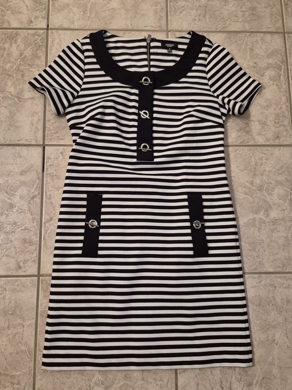 Navy and White Striped Mini Dress size M